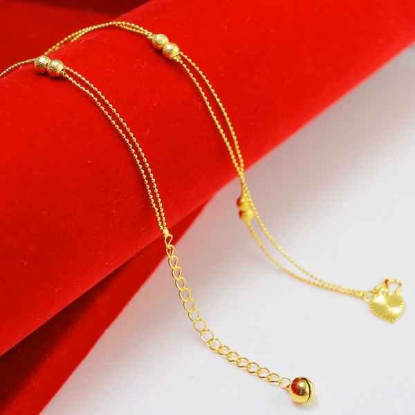 千影珠寶黃金腳鏈轉運珠女款仿24K足金999鍍金子結婚首飾品鈴铛