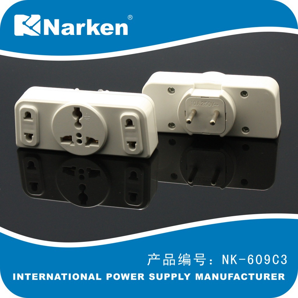 外国转换插头，带开关转换插头 旅游三孔转换插座