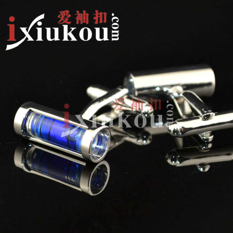 英博蓝色平衡仪水银水晶袖扣袖钉男士法式纽扣cufflinks/950038