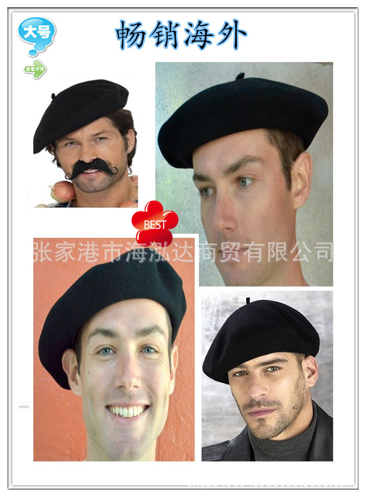 New European and American style woolen woolen large-sized berets for autumn and winter men and women, size L flower cap and painter cap, casual, fashionable and warm pic 11