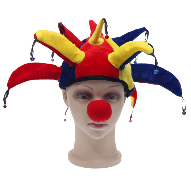 万圣节装扮 小丑头套搞笑小丑表演 演出道具  13角小丑帽子+鼻子