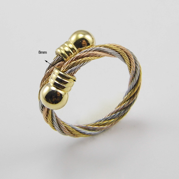 Daily Occasion 304 Stainless Steel Material Vacuum Plating Real Gold Plated Geometric 304 Stainless Steel Fashion Waterproof Non Tarnish Rings Bracelets