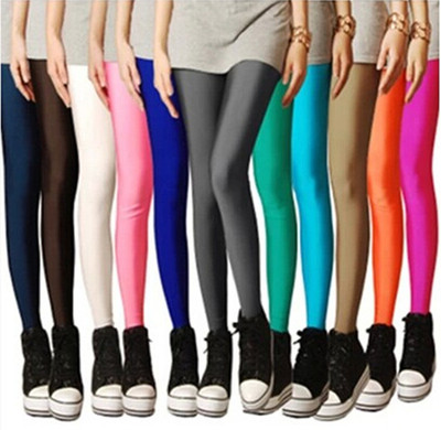 Spring Large Women's wear new pattern Elastic force Ninth pants Show thin pinkycolor Fluorescence pants Leggings Size code