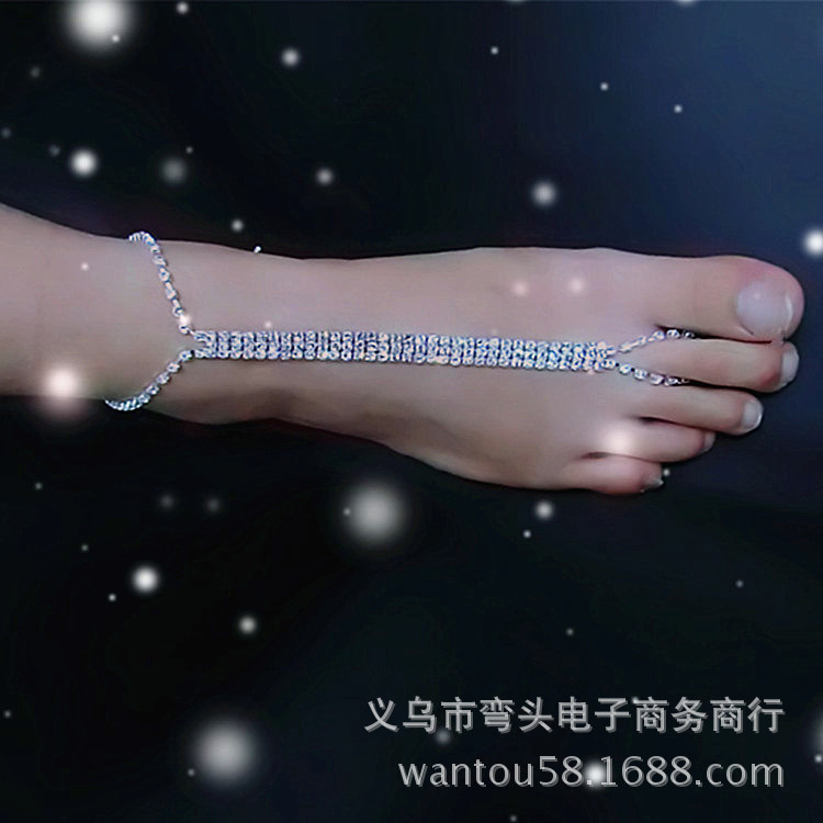 歐美超閃水鑽拉丁舞連指腳手背鏈 簡約個性舞台演出用品