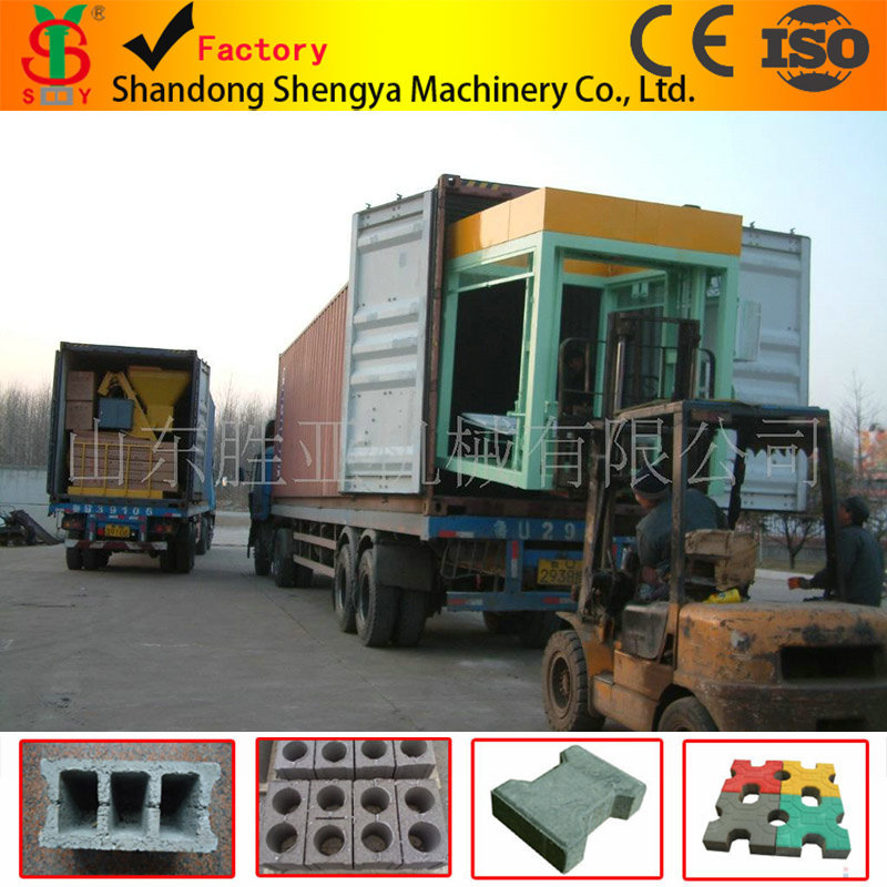 胜亚砖机出口中亚国家 QT4-15型全自动砖机 免烧砖机