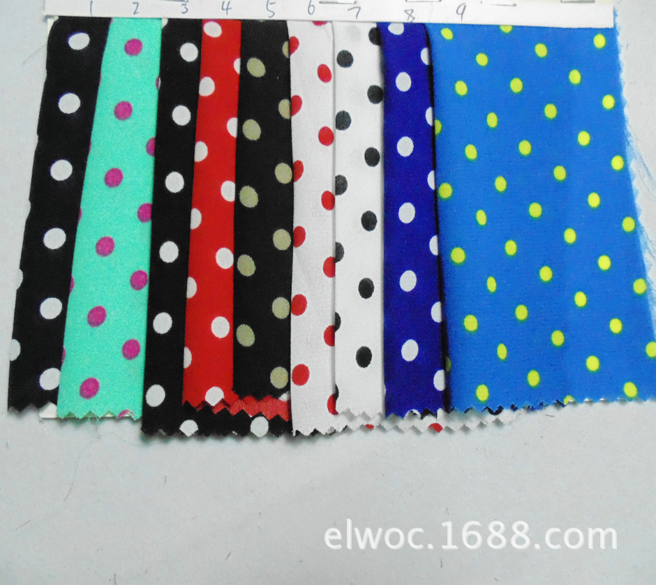 韩国麻 圆点印花布料 服饰涤纶透气面料 点点睡衣装饰品盒子2557