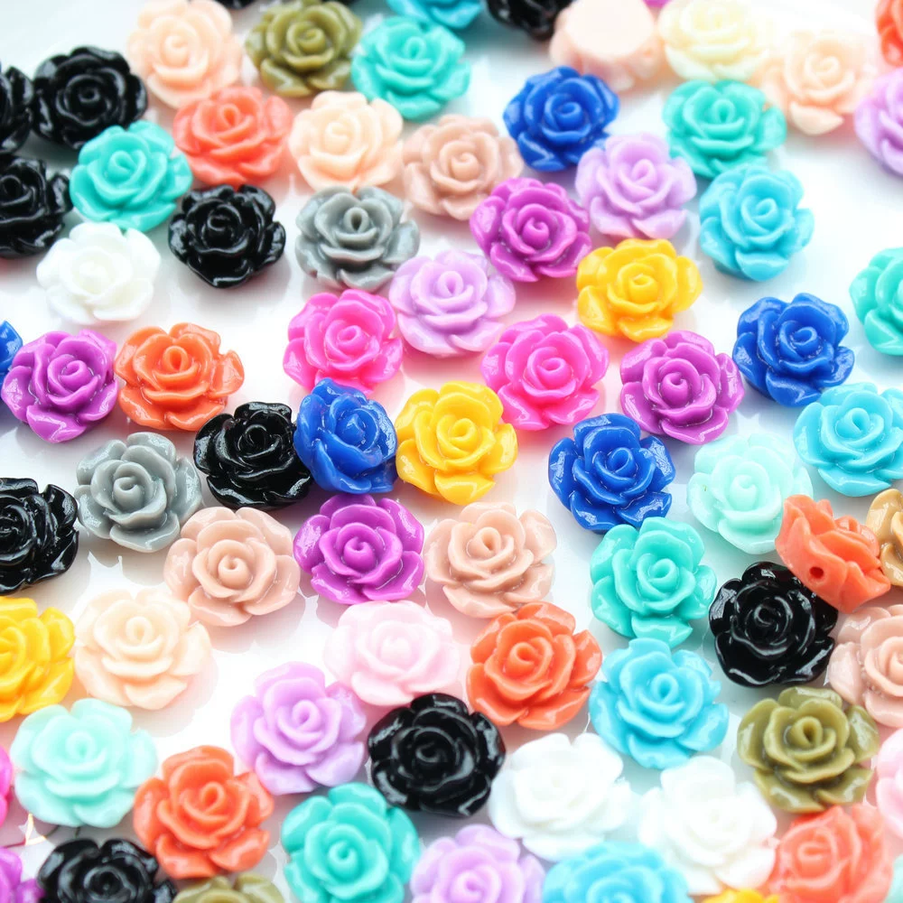 Прямое отверстие с отверстием Смола Роза цветок пряжка пластина Перфорированный материал DIY одежда аксессуары для волос 8 мм-24 мм