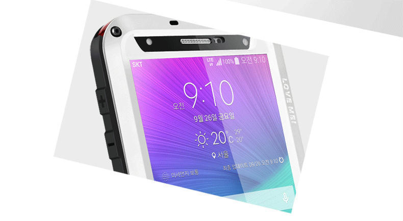 LOVE MEI Powerful Water Resistant Shockproof Dust/Dirt/Snow Proof Aluminum Metal Outdoor Heavy Duty Case Cover for Samsung Galaxy Note 4