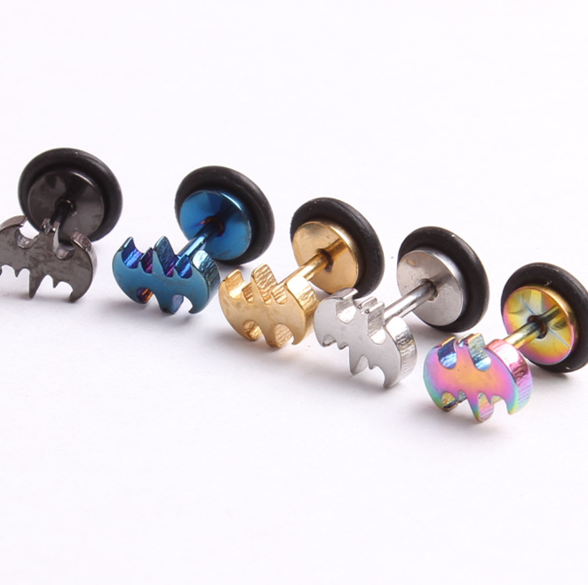 Titanium Steel Batman Earrings for Men Women Popular Geometric Jewelry Silver Summer 2024 Fashion detail image 8