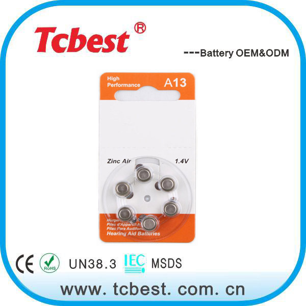 厂家供应 Tcbest A13电池 锌空电池 精装挂卡 助听器电池