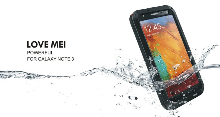 LOVE MEI Powerful Water Resistant Shockproof Dust/Dirt/Snow Proof Aluminum Metal Outdoor Heavy Duty Case Cover for Samsung Galaxy Note 3