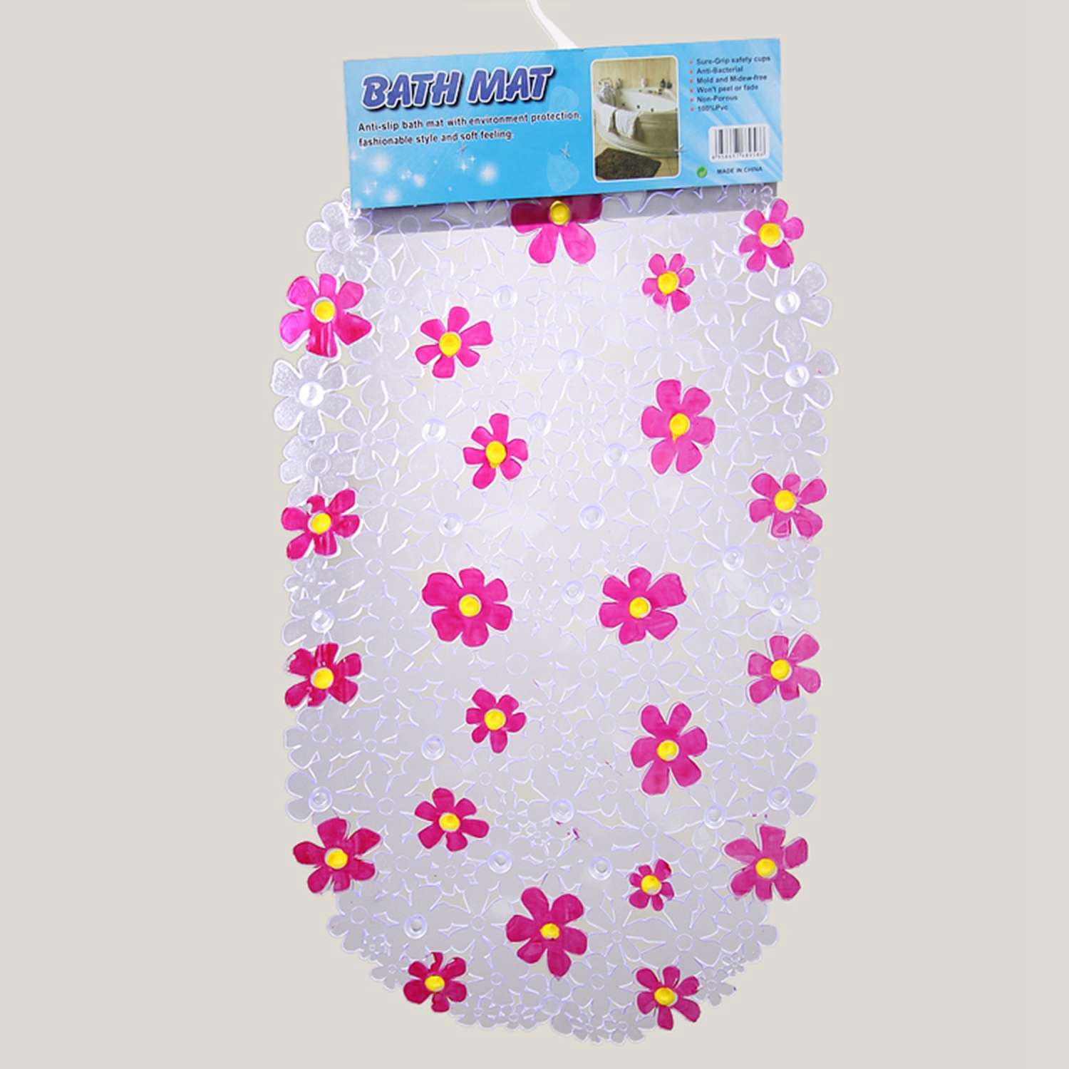 外贸浴室防滑垫镂空椭圆形彩色小花朵 吸盘式PVC环保材质无异味|ru
