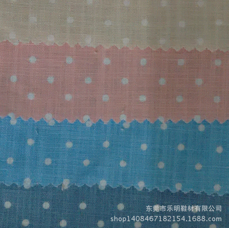 MB4390现货供应印圆点麻布料 鞋服手袋布料 家俱布料