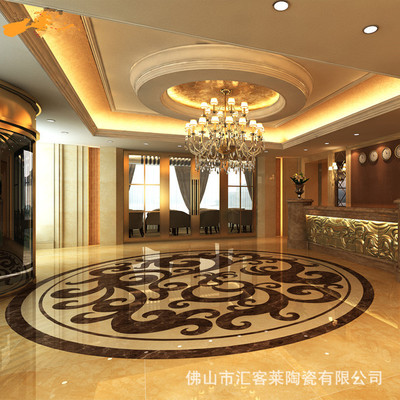 入户门口客厅玄关地砖1200*1200 1600*1600MM水刀切割艺术拼图|ru