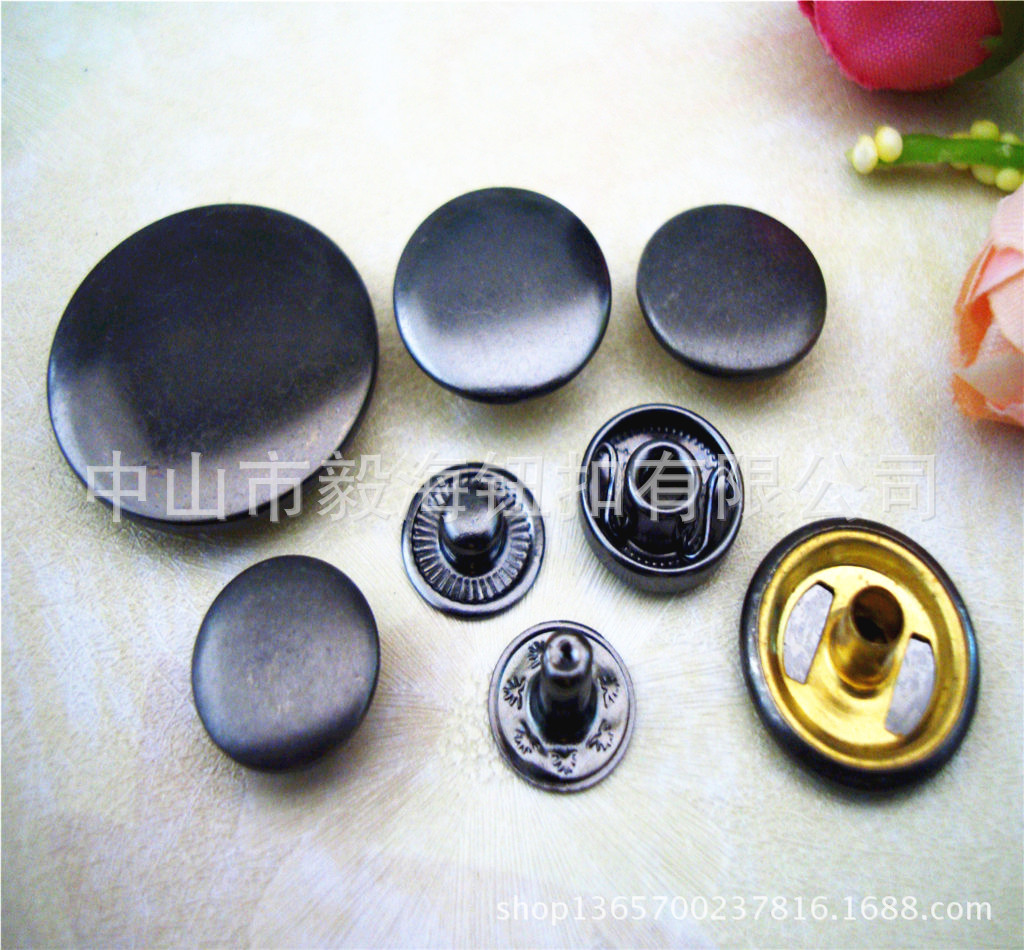 snap button 现货10-25MM光面金属四合扣 枪黑色纯铜车缝急钮定做-阿里巴巴