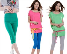 春秋装新款糖果色打底裤女韩版显瘦高腰七分小脚铅笔七分裤包邮