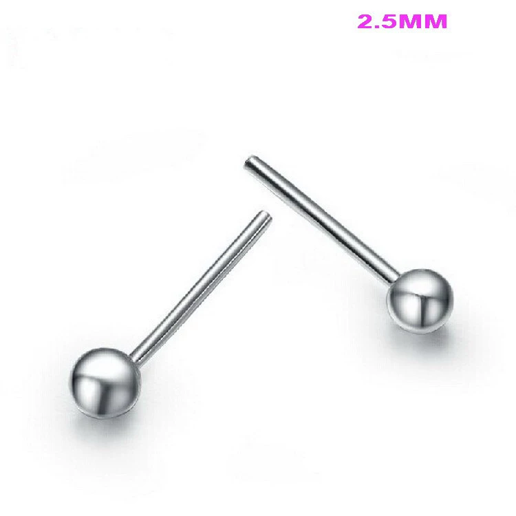 Earrings, cute round beads, accessory, 925 sample silver, silver 925 sample, pearl silver, 2.5mm