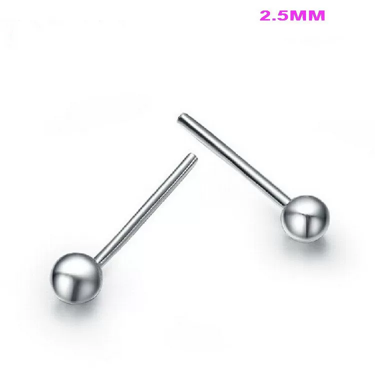Earrings, cute round beads, accessory, 925 sample silver, silver 925 sample, pearl silver, 2.5mm