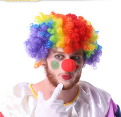 Halloween party supplies colorful explosive wig clown accessories clown wig sponge clown nose