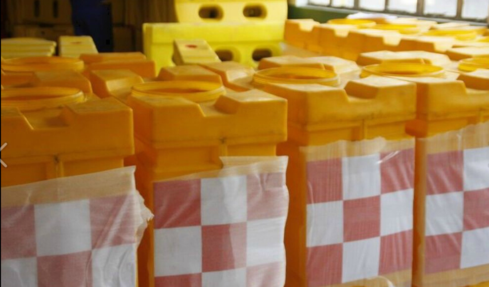 塑料防撞墙 高速 三段式塑料防撞桶 大型隔离路障 90cm高