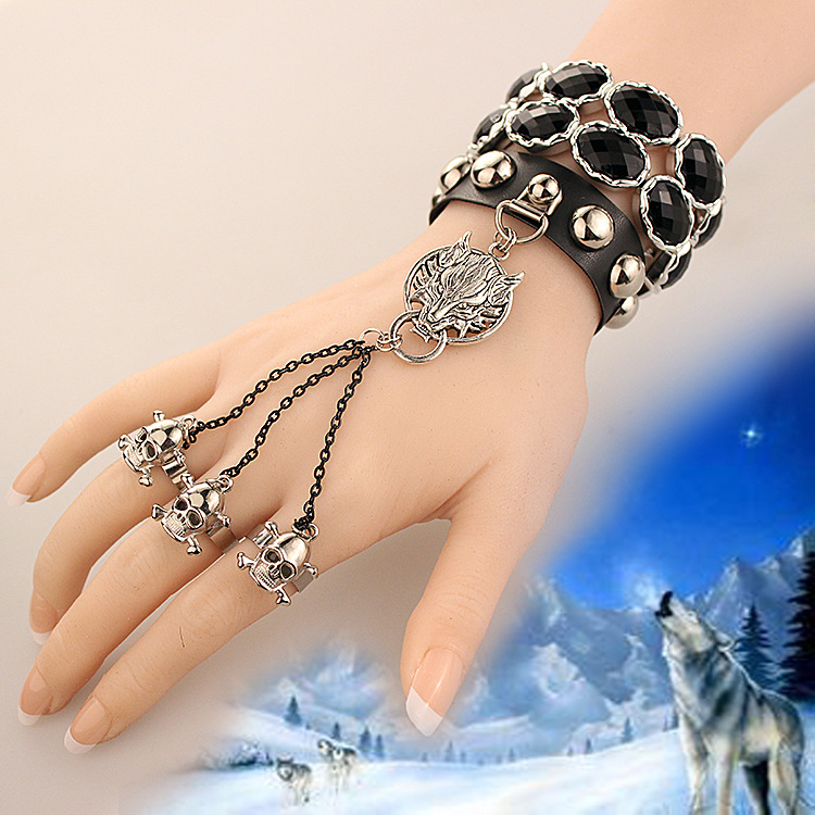 Gothic Punk Animal Skull Pu Leather Alloy Wholesale Bracelets display picture 1