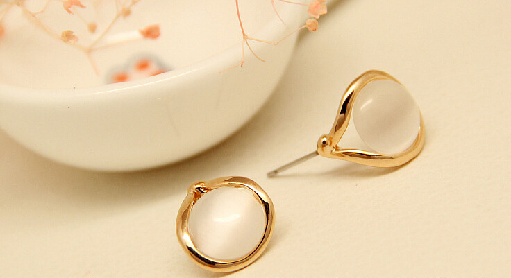 Drop Ear Studs Inlaid Opal Stud Earrings Female Anti-allergic Ear Accessories display picture 6