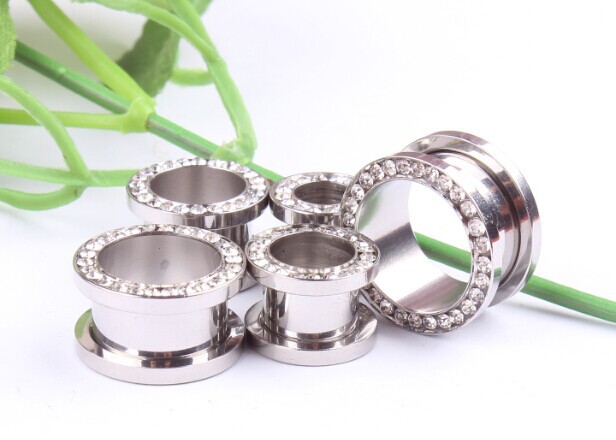 Stainless Steel Ear Expander Diamond Ear Expander European American Fashion Classic Ear Expander Silver Ear Expander detail image 7