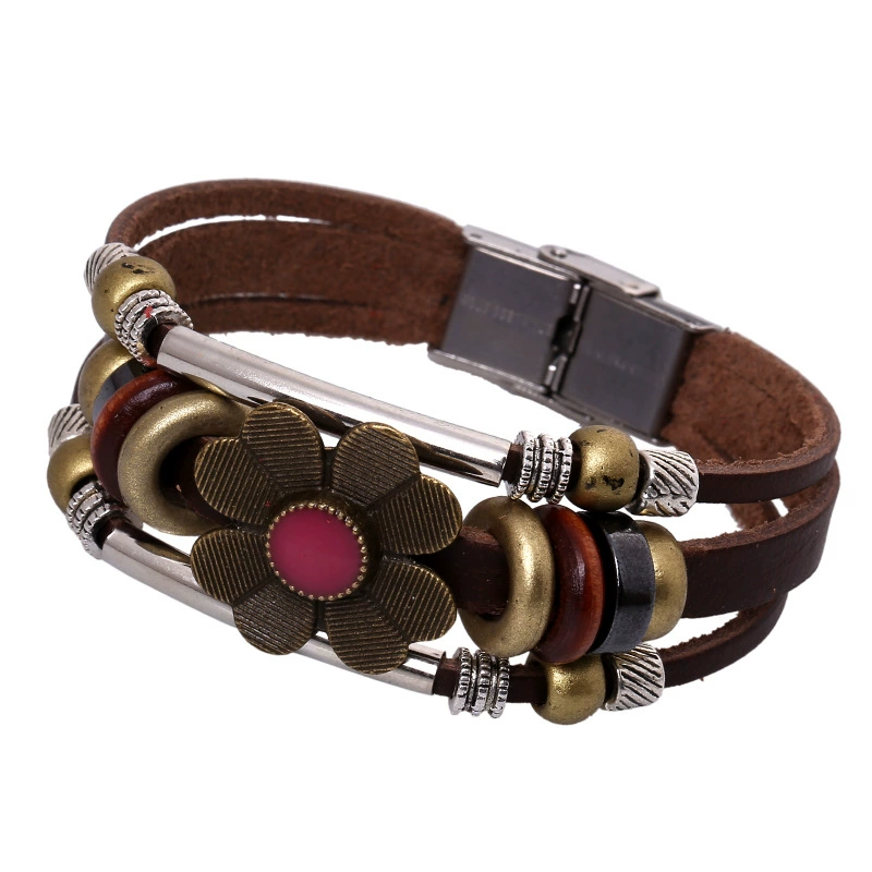Кожаный регулируемый ретро-браслет Ponk, ручная работа из коровьей кожи, 18,5–19,5 см