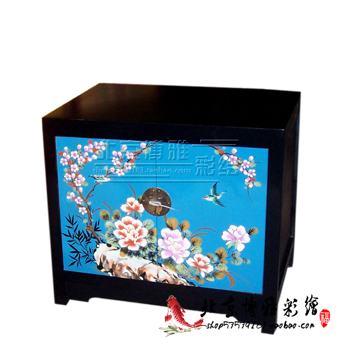 黑藍門花鳥櫃01