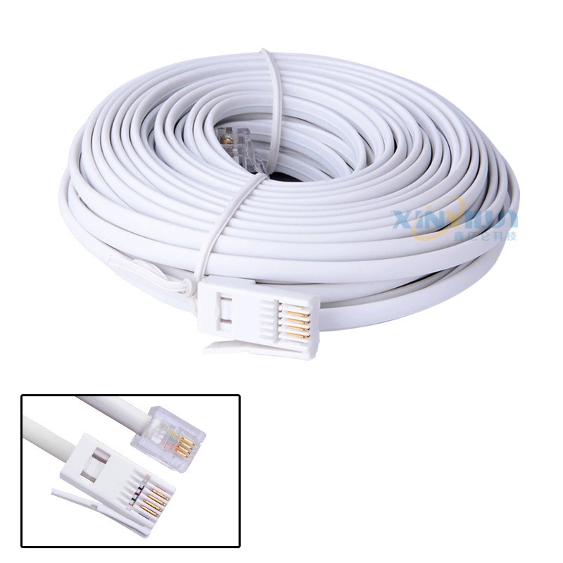 Заводская прямая Британская телефонная линия RJ11 UK BT 4-ядерная телефонная линия 6P4C 10 M Black White