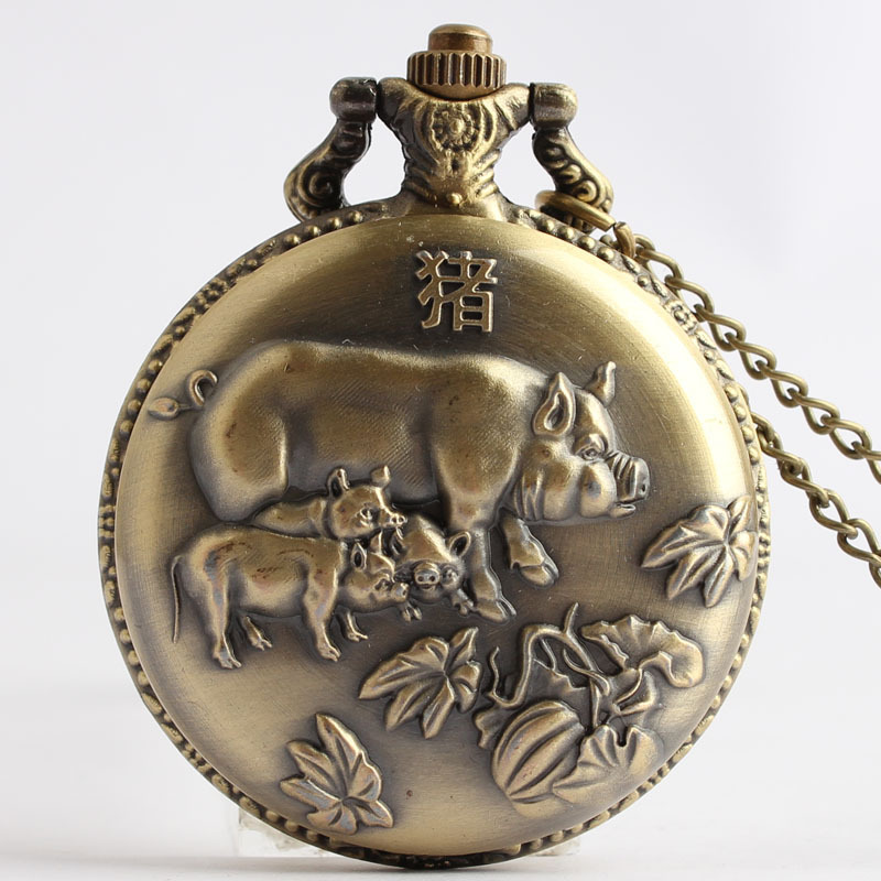 Big antique retro quartz pocket watch