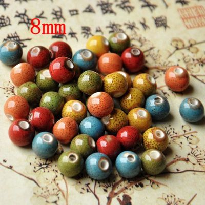Jingdezhen Ceramic manual diy Loose bead 8mm Flower glaze Tao Cizhu diy Hand knit Ceramic beads