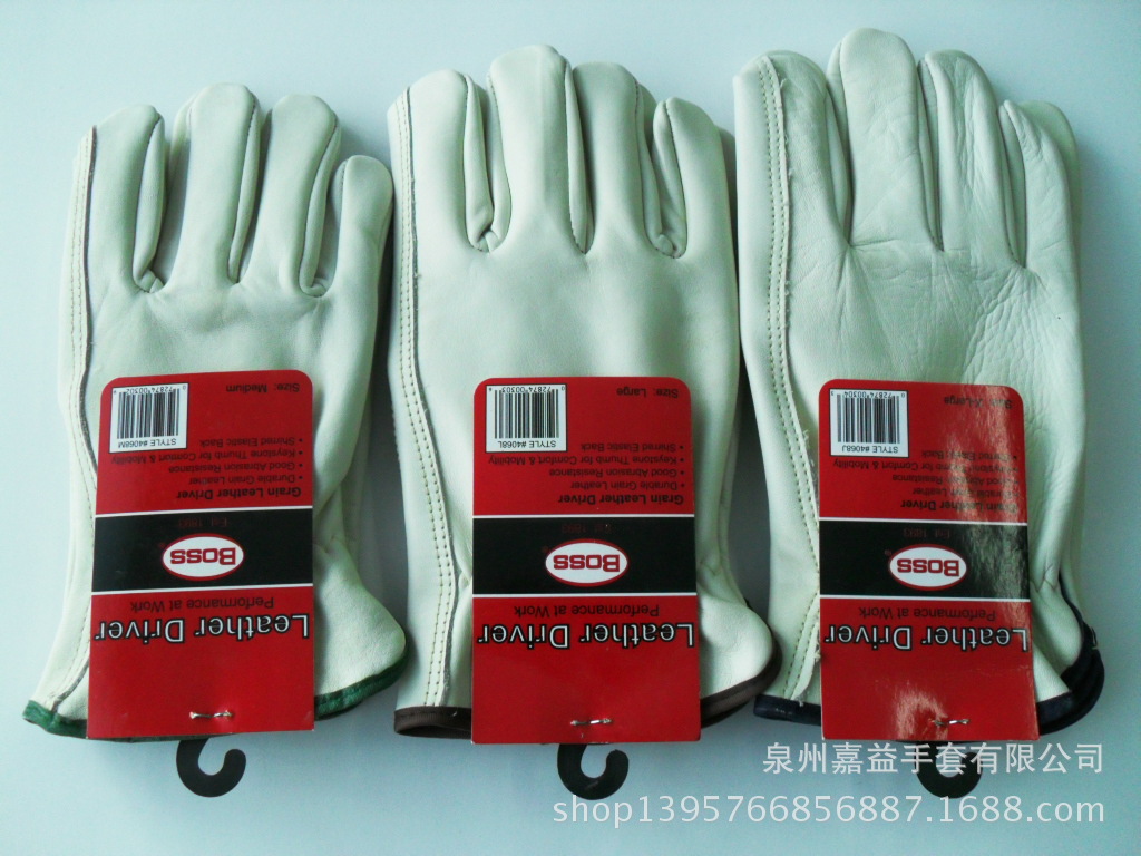 淡黄色牛头层皮司机手套