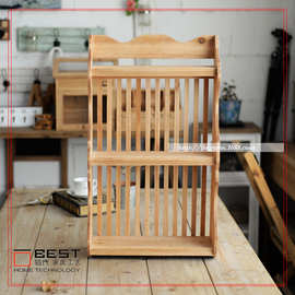 厂家zakka风 实木置物架 日式杂货陈列架 三层壁挂杯架美式乡村