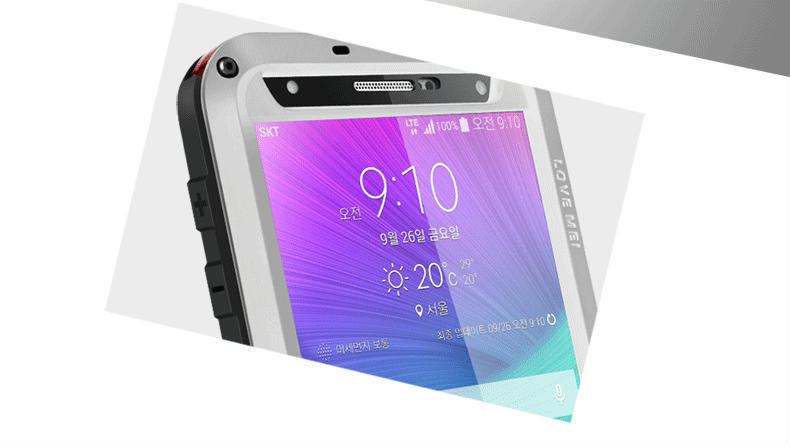 LOVE MEI Powerful Water Resistant Shockproof Dust/Dirt/Snow Proof Aluminum Metal Outdoor Heavy Duty Case Cover for Samsung Galaxy Note 4