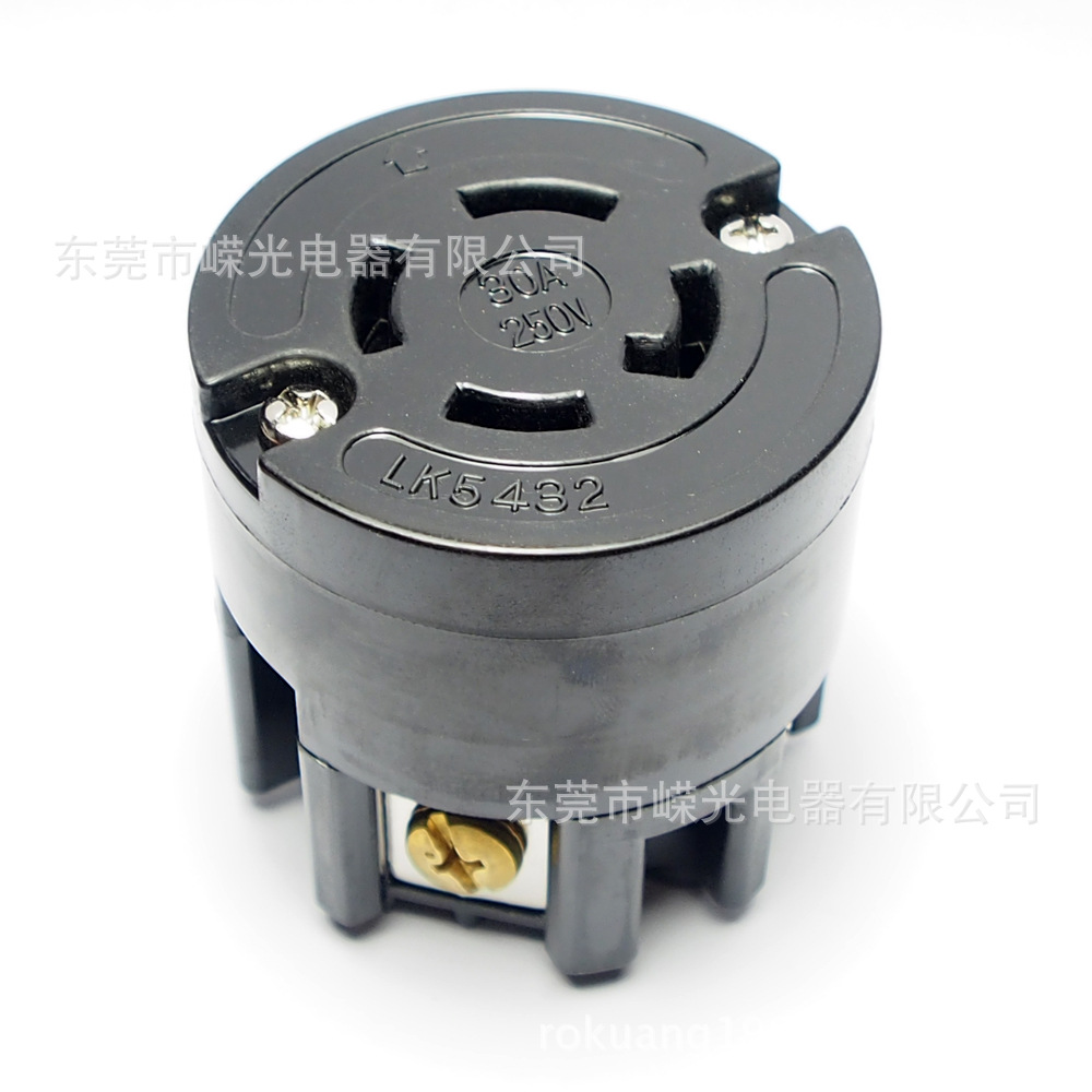 LK5432B 4P L15-30C 30A 250V 日本防脱落插座 橡胶电木母座