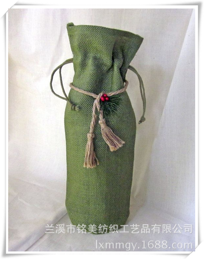 厂家直供 麻布袋 麻布束口袋 礼品袋 麻布袋定做 酒瓶袋