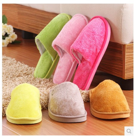 Autumn and winter solid color plush cotton slippers female interior home shoes winter booth slippers wholesale men a generation