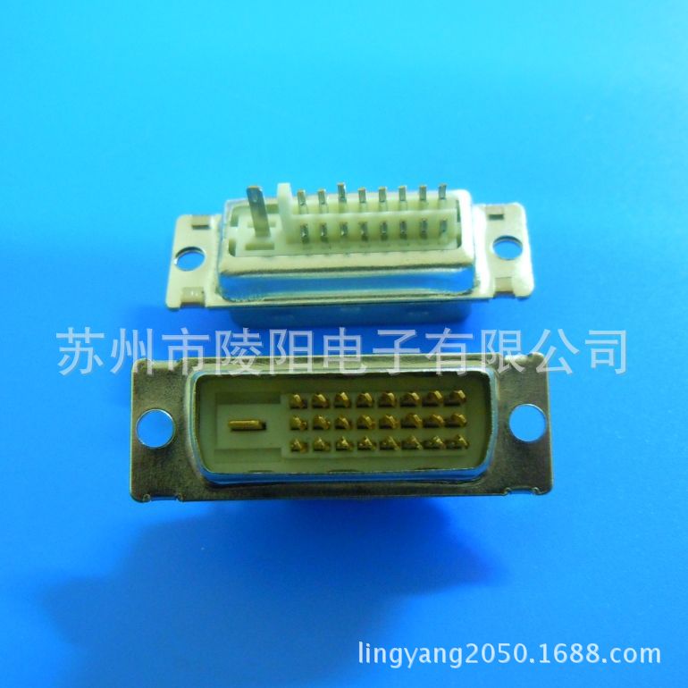 DVI 24+1公180度焊线式/端子镀半金/白胶芯/DVI 24+1PM