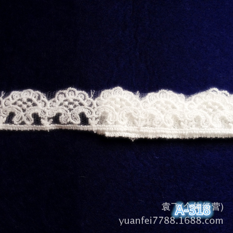 A-318双边波浪花朵细窄欧式 网纱蕾丝刺绣花边 2.5cmDIY服装辅料