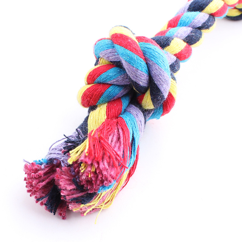 Bheema Multicolor Dog Pet Cotton Braided Bone Rope Chew Knot Toy Hot 