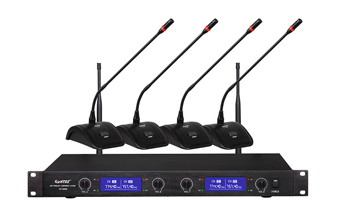 广州实体 HTDAY海天HT-840B 一拖四 U段无线会议话筒 台式麦克风