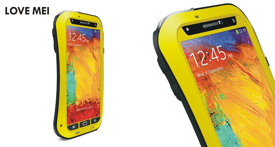 LOVE MEI Powerful Small Waist Water Resistant Shockproof Dust/Dirt/Snow Proof Aluminum Metal Outdoor Heavy Duty Case Cover for Samsung Galaxy Note 3