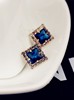 Sophisticated square sapphire fashionable universal earrings