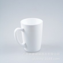 好品质白玉玻璃咖啡杯 zakka马克杯 烤花LOGO玻璃杯 牛奶杯