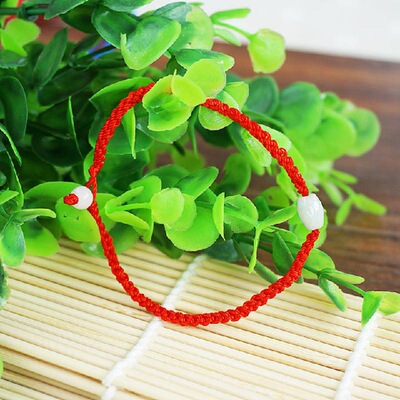 批发翡翠路路通玉珠本命年红绳手链手工女式新款