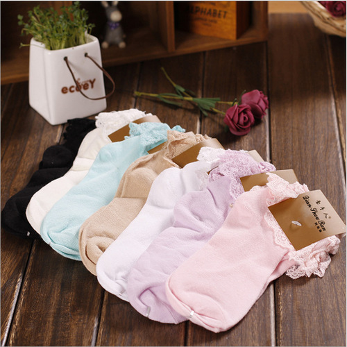 Spring and Autumn New Solid Color Women's Socks Spring Japanese Lace Socks Socks Cotton Manufacturer Wholesale