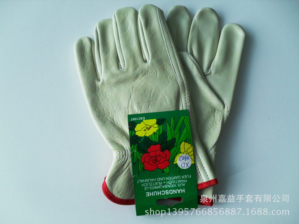 淡黄牛头层皮女装司机手套