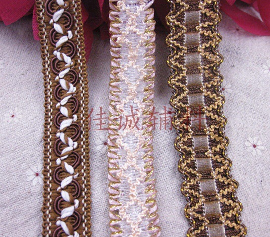 3款中间边 咖啡色双边波浪间纱带花边 DIY配件 2/2.6CM