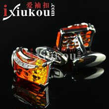 新三叶草镀香槟色水晶锆石袖扣袖钉男士法式纽扣cufflinks/991145